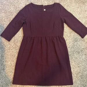 LOFT Deep Plum A-Line Peplum Knit Dress - Size 12 Petite